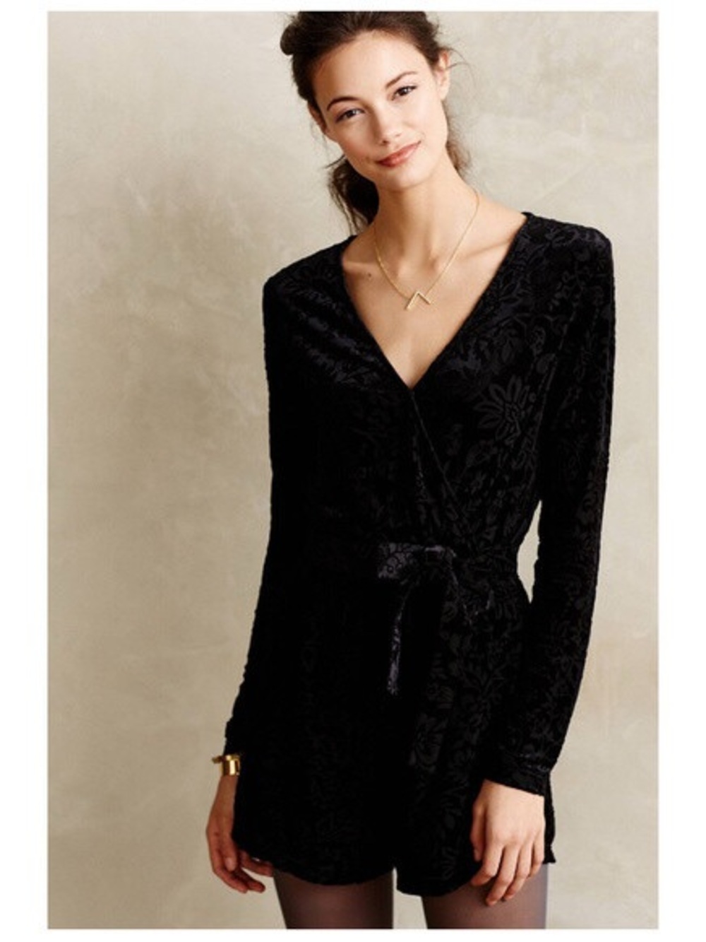 SAYLOR Black Floral Velvet Wrap Romper
